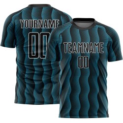 Custom Black Panther Blue-White Geometric Shape Sublimation Soccer Uniform Jersey Custom Black Panther Blue-White Geometric Shape Sublimation Soccer Uniform Jersey