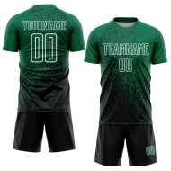 Custom Kelly Green Black-White Abstract Fragment Art Sublimation Soccer Uniform Jersey Custom Kelly Green Black-White Abstract Fragment Art Sublimation Soccer Uniform Jersey