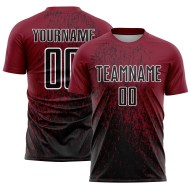 Custom Crimson Black-White Abstract Fragment Art Sublimation Soccer Uniform Jersey Custom Crimson Black-White Abstract Fragment Art Sublimation Soccer Uniform Jersey