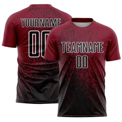 Custom Crimson Black-White Abstract Fragment Art Sublimation Soccer Uniform Jersey Custom Crimson Black-White Abstract Fragment Art Sublimation Soccer Uniform Jersey