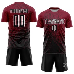 Custom Crimson Black-White Abstract Fragment Art Sublimation Soccer Uniform Jersey Custom Crimson Black-White Abstract Fragment Art Sublimation Soccer Uniform Jersey