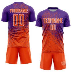 Custom Purple Orange-White Abstract Fragment Art Sublimation Soccer Uniform Jersey Custom Purple Orange-White Abstract Fragment Art Sublimation Soccer Uniform Jersey
