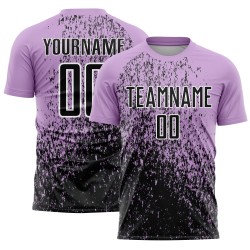 Custom Light Purple Black-White Abstract Fragment Art Sublimation Soccer Uniform Jersey Custom Light Purple Black-White Abstract Fragment Art Sublimation Soccer Uniform Jersey