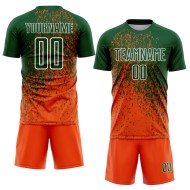 Custom Green Orange-White Abstract Fragment Art Sublimation Soccer Uniform Jersey Custom Green Orange-White Abstract Fragment Art Sublimation Soccer Uniform Jersey