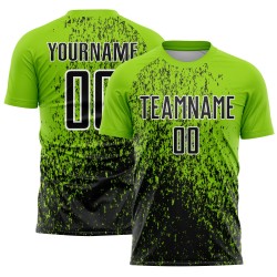 Custom Neon Green Black-White Abstract Fragment Art Sublimation Soccer Uniform Jersey Custom Neon Green Black-White Abstract Fragment Art Sublimation Soccer Uniform Jersey