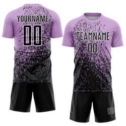 Custom Light Purple Black-White Abstract Fragment Art Sublimation Soccer Uniform Jersey Custom Light Purple Black-White Abstract Fragment Art Sublimation Soccer Uniform Jersey