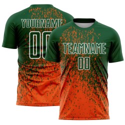 Custom Green Orange-White Abstract Fragment Art Sublimation Soccer Uniform Jersey Custom Green Orange-White Abstract Fragment Art Sublimation Soccer Uniform Jersey