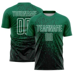 Custom Kelly Green Black-White Abstract Fragment Art Sublimation Soccer Uniform Jersey Custom Kelly Green Black-White Abstract Fragment Art Sublimation Soccer Uniform Jersey